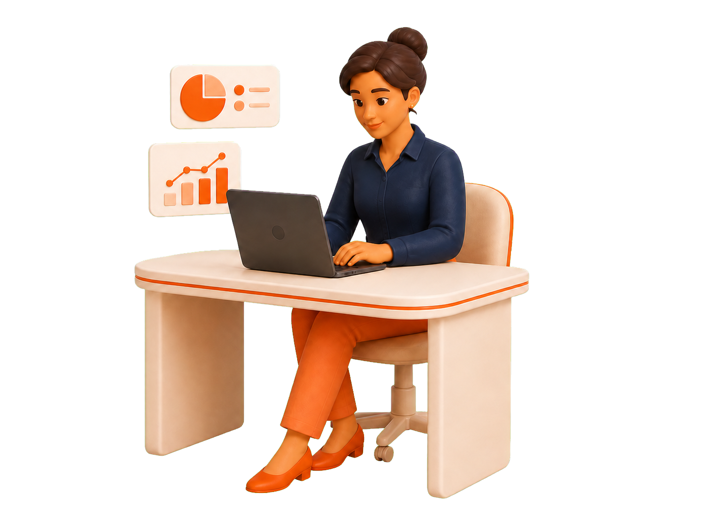 Marketing analyst reviewing dashboard data at a desk